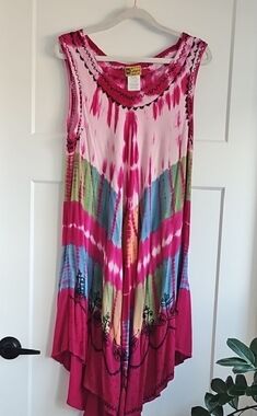 Ingear Pink Multicolor High Low Dress
